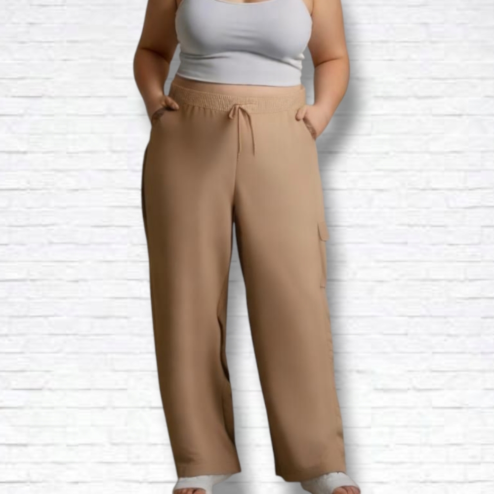 Anne Klein Tan High Rise Wide Leg Pull On Trouser Pants Size XXL BMWT